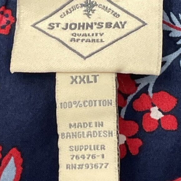 St Johns Bay Navy Red Floral Tank Top Button Women's Size 2XL NWT Pocket Vintage - Picture 5 of 11